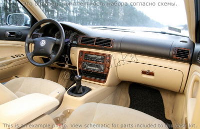 Декоративные накладки салона Volkswagen Passat 2000-2005 полный набор, 24 элементов.