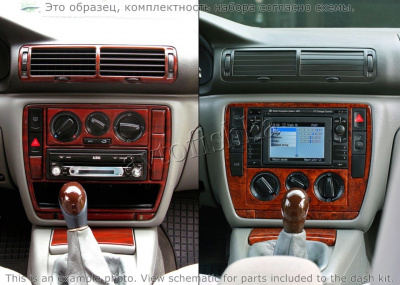 Декоративные накладки салона Volkswagen Passat 2000-2005 полный набор, 24 элементов.